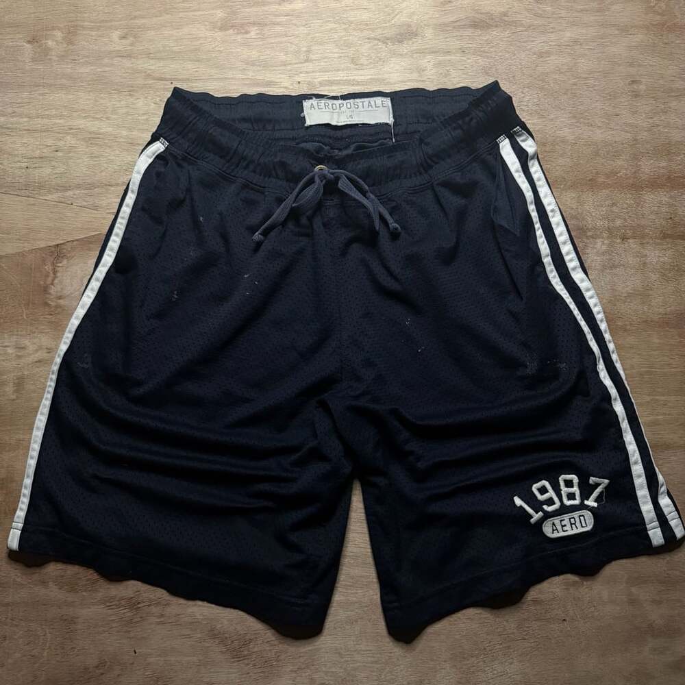 Aeropostale 1987 Navy Mesh Basketball Shorts Y2K Athletic Large
